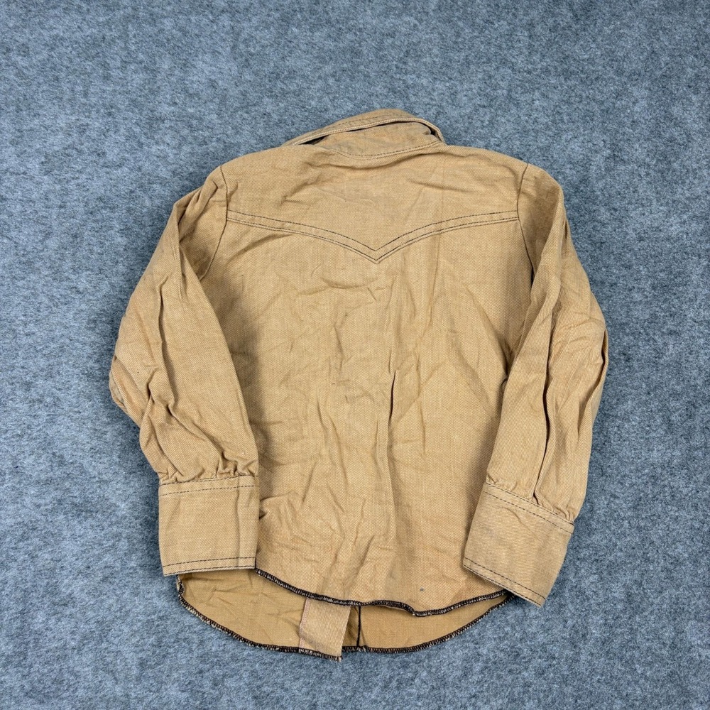 Mitey Miss Button Up Shirt Girls Size 5 Tan Vintage Western Denim Long Sleeve - Picture 9 of 9